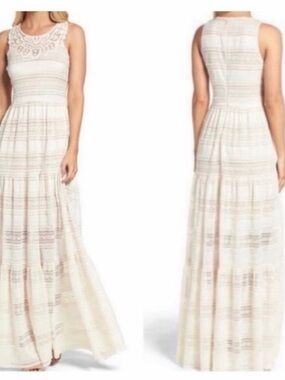 Eliza J. Women’s Cream Lace Sleeveless Lined Bohemian Maxi Dress